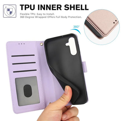 SY-003 For Samsung Galaxy A16 5G Case PU Leather Stand View Phone Wallet Cover with Hand Strap