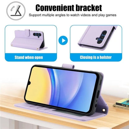 SY-003 For Samsung Galaxy A16 5G Case PU Leather Stand View Phone Wallet Cover with Hand Strap