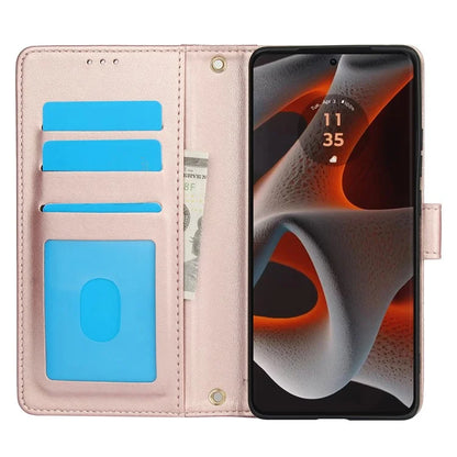SY-003 For Motorola Moto G 5G (2024) / Moto G Play 5G (2024) Case PU Leather Stand View Phone Wallet Cover with Hand Strap