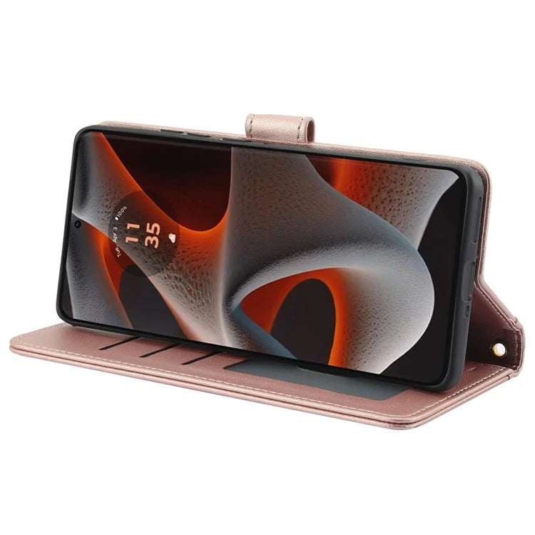 SY-003 For Motorola Moto G 5G (2024) / Moto G Play 5G (2024) Case PU Leather Stand View Phone Wallet Cover with Hand Strap