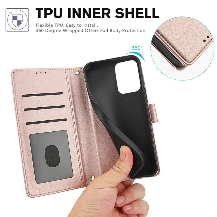 SY-003 For Motorola Moto G 5G (2024) / Moto G Play 5G (2024) Case PU Leather Stand View Phone Wallet Cover with Hand Strap