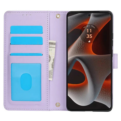 SY-003 For Motorola Moto G 5G (2024) / Moto G Play 5G (2024) Case PU Leather Stand View Phone Wallet Cover with Hand Strap