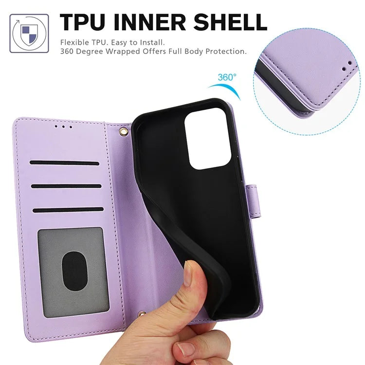 SY-003 For Motorola Moto G 5G (2024) / Moto G Play 5G (2024) Case PU Leather Stand View Phone Wallet Cover with Hand Strap