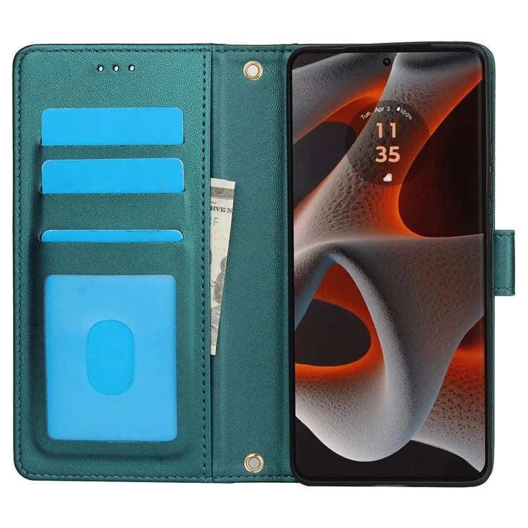 SY-003 For Motorola Moto G 5G (2024) / Moto G Play 5G (2024) Case PU Leather Stand View Phone Wallet Cover with Hand Strap
