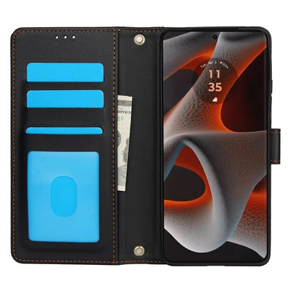 SY-003 For Motorola Moto G 5G (2024) / Moto G Play 5G (2024) Case PU Leather Stand View Phone Wallet Cover with Hand Strap
