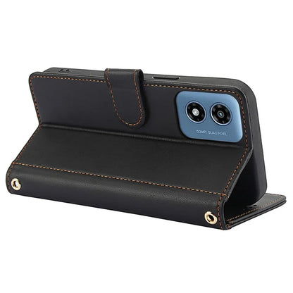 SY-003 For Motorola Moto G 5G (2024) / Moto G Play 5G (2024) Case PU Leather Stand View Phone Wallet Cover with Hand Strap