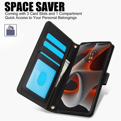 SY-003 For Motorola Moto G 5G (2024) / Moto G Play 5G (2024) Case PU Leather Stand View Phone Wallet Cover with Hand Strap