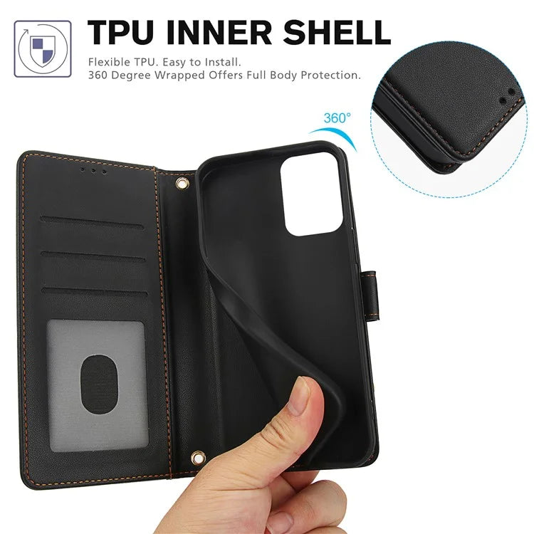 SY-003 For Motorola Moto G 5G (2024) / Moto G Play 5G (2024) Case PU Leather Stand View Phone Wallet Cover with Hand Strap