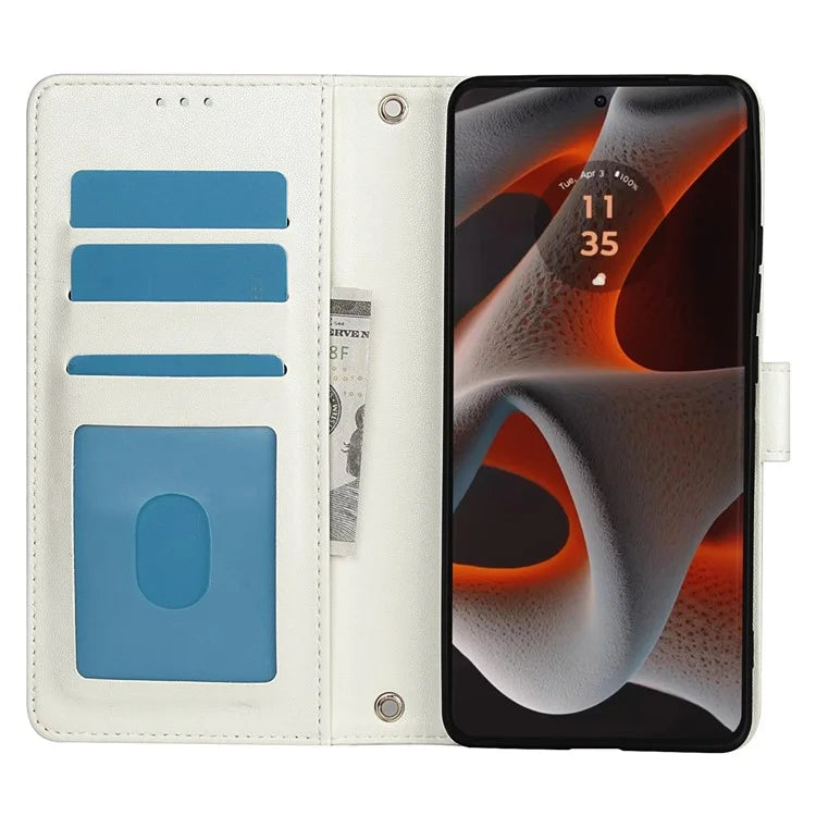 SY-003 For Motorola Moto G 5G (2024) / Moto G Play 5G (2024) Case PU Leather Stand View Phone Wallet Cover with Hand Strap