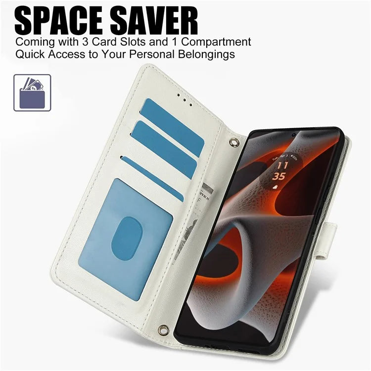 SY-003 For Motorola Moto G 5G (2024) / Moto G Play 5G (2024) Case PU Leather Stand View Phone Wallet Cover with Hand Strap