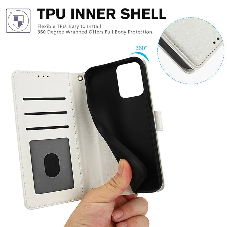 SY-003 For Motorola Moto G 5G (2024) / Moto G Play 5G (2024) Case PU Leather Stand View Phone Wallet Cover with Hand Strap