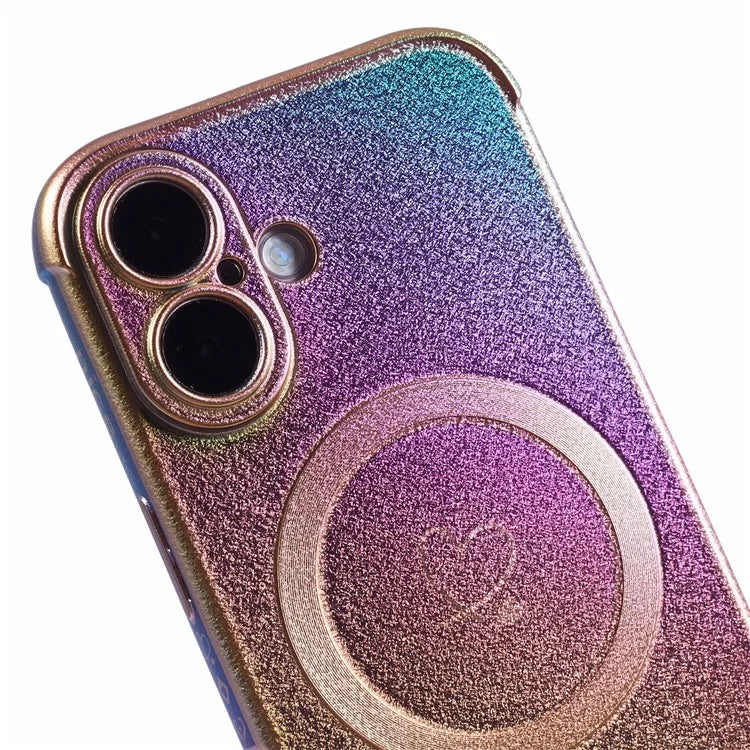 For iPhone 16 Magnetic Case TPU Gradient Electroplated Phone Cover