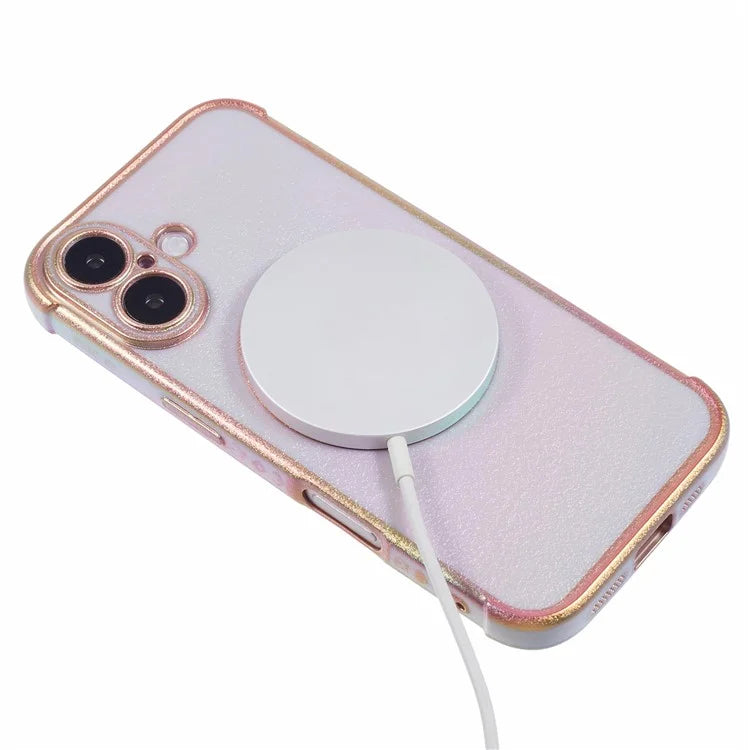 For iPhone 16 Magnetic Case TPU Gradient Electroplated Phone Cover