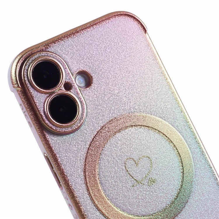 For iPhone 16 Magnetic Case TPU Gradient Electroplated Phone Cover