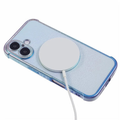 For iPhone 16 Magnetic Case TPU Gradient Electroplated Phone Cover