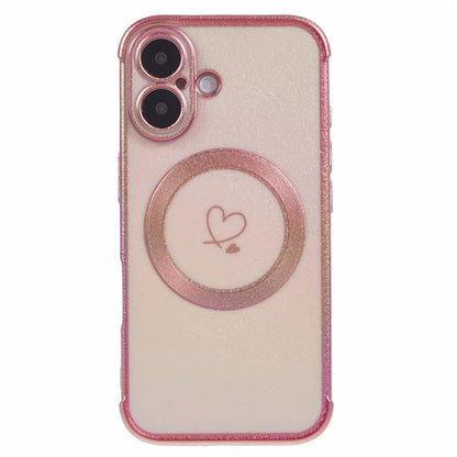 For iPhone 16 Magnetic Case TPU Gradient Electroplated Phone Cover