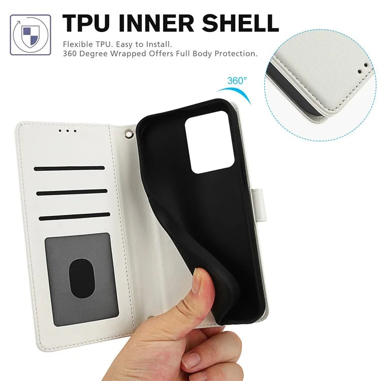 SY-003 For Xiaomi Poco M6 5G / Redmi 13R 5G / 13C 5G / 13C 4G / Poco C65 4G Case PU Leather Phone Wallet Cover with Hand Strap