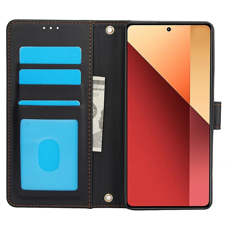 SY-003 For Xiaomi Poco M6 5G / Redmi 13R 5G / 13C 5G / 13C 4G / Poco C65 4G Case PU Leather Phone Wallet Cover with Hand Strap