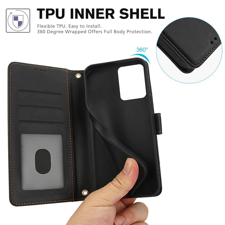 SY-003 For Xiaomi Poco M6 5G / Redmi 13R 5G / 13C 5G / 13C 4G / Poco C65 4G Case PU Leather Phone Wallet Cover with Hand Strap