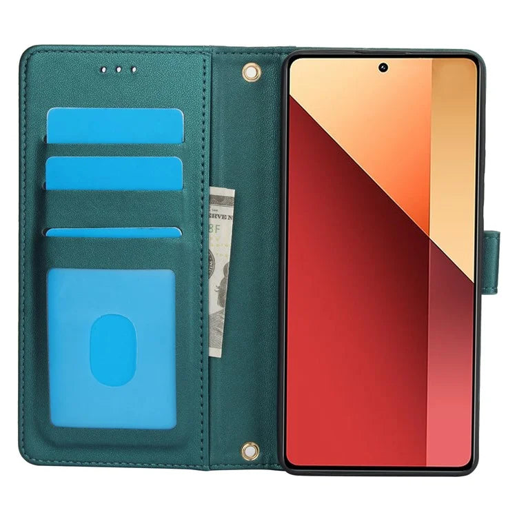 SY-003 For Xiaomi Poco M6 5G / Redmi 13R 5G / 13C 5G / 13C 4G / Poco C65 4G Case PU Leather Phone Wallet Cover with Hand Strap