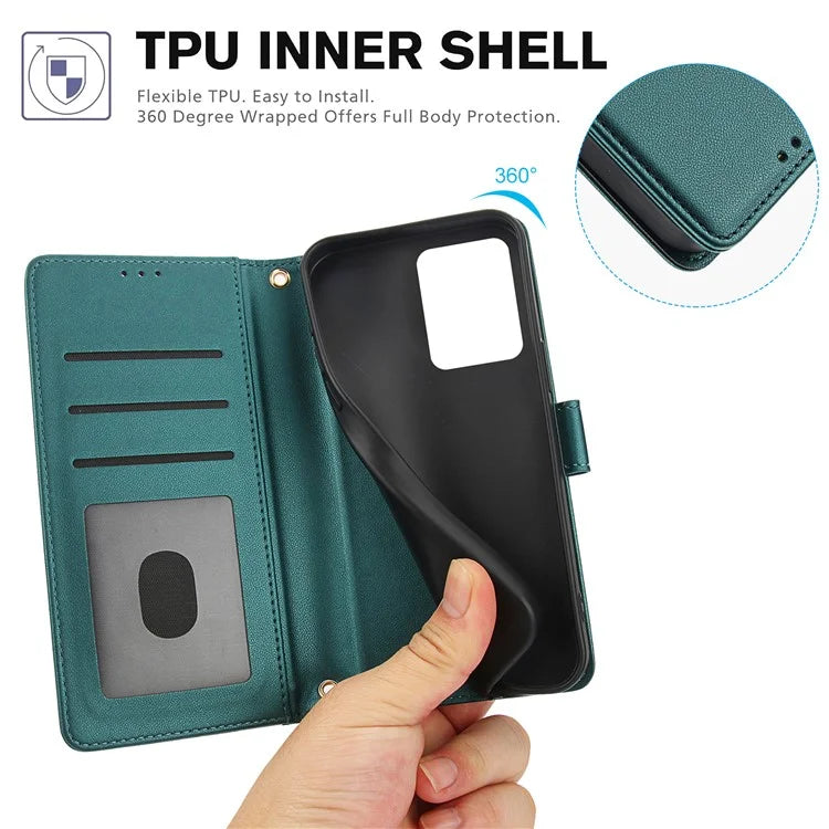 SY-003 For Xiaomi Poco M6 5G / Redmi 13R 5G / 13C 5G / 13C 4G / Poco C65 4G Case PU Leather Phone Wallet Cover with Hand Strap