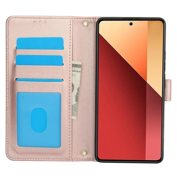 SY-003 For Xiaomi Poco M6 5G / Redmi 13R 5G / 13C 5G / 13C 4G / Poco C65 4G Case PU Leather Phone Wallet Cover with Hand Strap