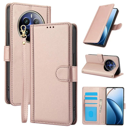 SY-003 For Realme 12 4G / 12+ 5G / Narzo 70 5G / Narzo 70 Pro 5G / P1 5G Case PU Leather Phone Wallet Cover with Hand Strap