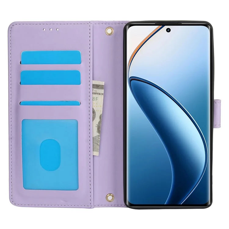 SY-003 For Realme 12 4G / 12+ 5G / Narzo 70 5G / Narzo 70 Pro 5G / P1 5G Case PU Leather Phone Wallet Cover with Hand Strap