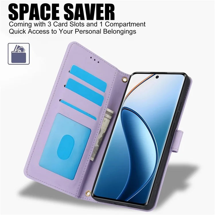 SY-003 For Realme 12 4G / 12+ 5G / Narzo 70 5G / Narzo 70 Pro 5G / P1 5G Case PU Leather Phone Wallet Cover with Hand Strap