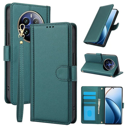 SY-003 For Realme 12 4G / 12+ 5G / Narzo 70 5G / Narzo 70 Pro 5G / P1 5G Case PU Leather Phone Wallet Cover with Hand Strap