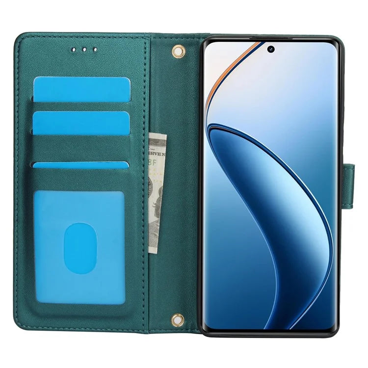 SY-003 For Realme 12 4G / 12+ 5G / Narzo 70 5G / Narzo 70 Pro 5G / P1 5G Case PU Leather Phone Wallet Cover with Hand Strap