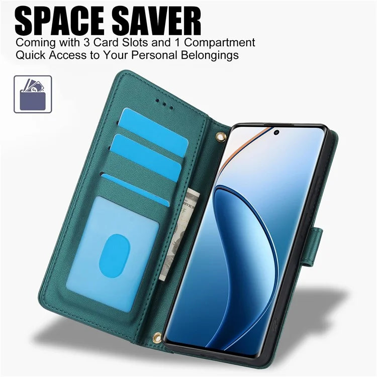 SY-003 For Realme 12 4G / 12+ 5G / Narzo 70 5G / Narzo 70 Pro 5G / P1 5G Case PU Leather Phone Wallet Cover with Hand Strap
