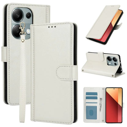 SY-003 For Xiaomi Redmi Note 13 5G / Note 13 5G (China) Case PU Leather Stand View Phone Wallet Cover with Hand Strap
