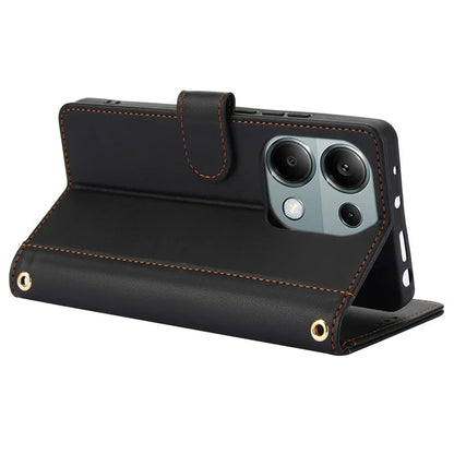 SY-003 For Xiaomi Redmi Note 13 5G / Note 13 5G (China) Case PU Leather Stand View Phone Wallet Cover with Hand Strap