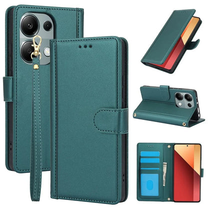 SY-003 For Xiaomi Redmi Note 13 5G / Note 13 5G (China) Case PU Leather Stand View Phone Wallet Cover with Hand Strap