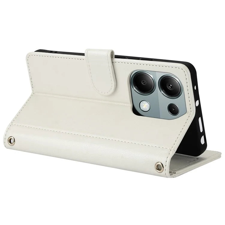 SY-003 For Xiaomi Poco X6 5G / Redmi Note 13 Pro 5G Case PU Leather Stand View Phone Wallet Cover with Hand Strap