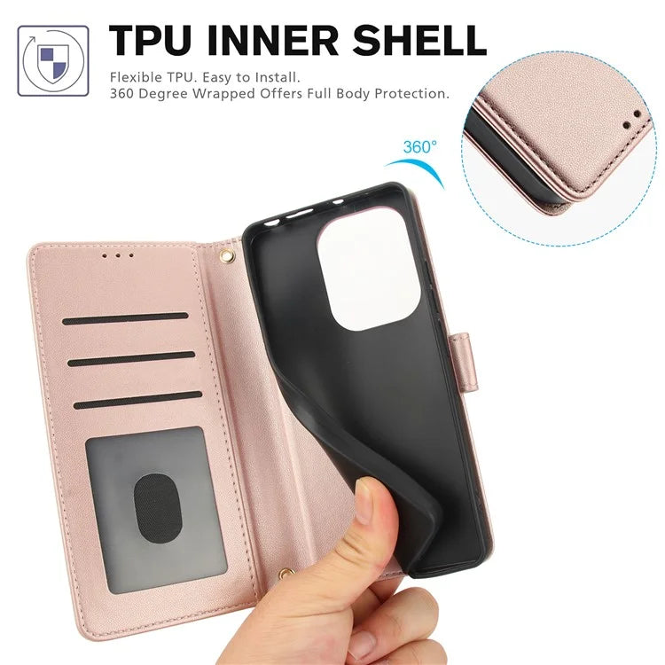 SY-003 For Xiaomi Poco X6 5G / Redmi Note 13 Pro 5G Case PU Leather Stand View Phone Wallet Cover with Hand Strap