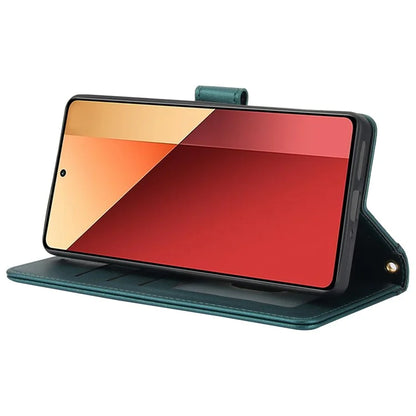 SY-003 For Xiaomi Redmi Note 13 Pro+ 5G Case PU Leather Stand View Phone Wallet Cover with Hand Strap