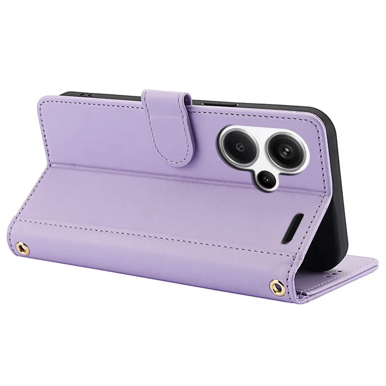 SY-003 For Xiaomi Redmi Note 13 Pro+ 5G Case PU Leather Stand View Phone Wallet Cover with Hand Strap