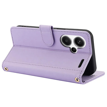 SY-003 For Xiaomi Redmi Note 13 Pro+ 5G Case PU Leather Stand View Phone Wallet Cover with Hand Strap