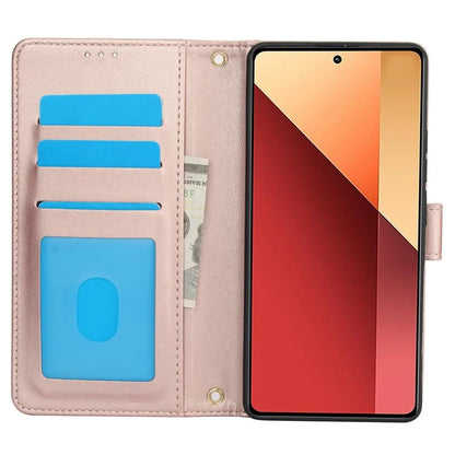 SY-003 For Xiaomi Redmi Note 13 Pro+ 5G Case PU Leather Stand View Phone Wallet Cover with Hand Strap