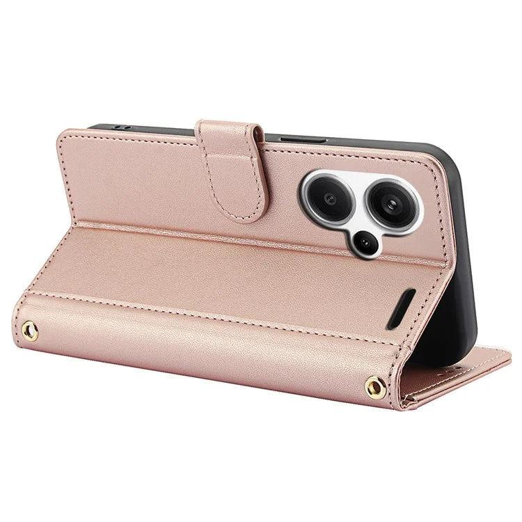 SY-003 For Xiaomi Redmi Note 13 Pro+ 5G Case PU Leather Stand View Phone Wallet Cover with Hand Strap