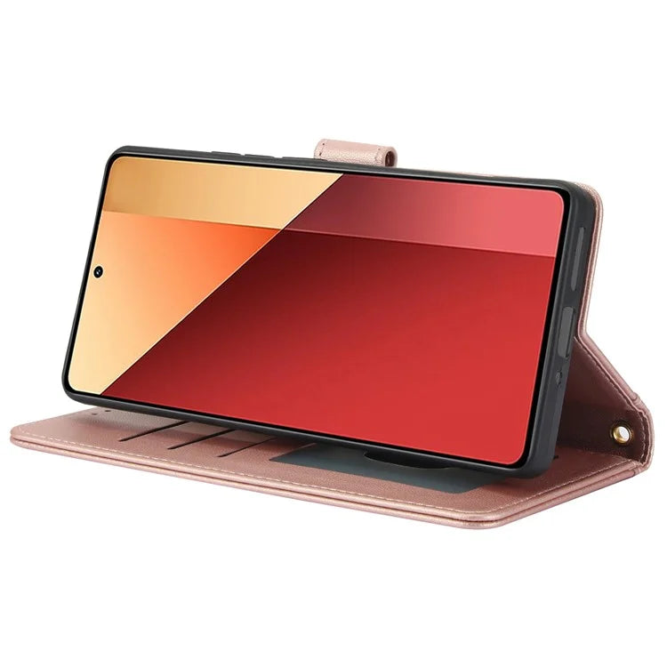 SY-003 For Xiaomi Redmi Note 13 Pro+ 5G Case PU Leather Stand View Phone Wallet Cover with Hand Strap