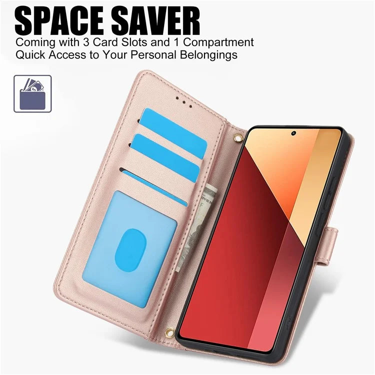 SY-003 For Xiaomi Redmi Note 13 Pro+ 5G Case PU Leather Stand View Phone Wallet Cover with Hand Strap