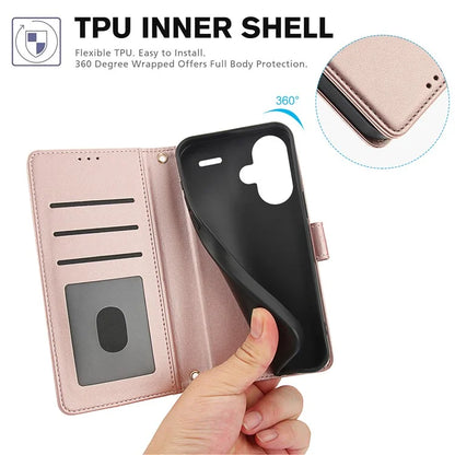 SY-003 For Xiaomi Redmi Note 13 Pro+ 5G Case PU Leather Stand View Phone Wallet Cover with Hand Strap