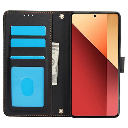 SY-003 For Xiaomi Redmi Note 13 Pro+ 5G Case PU Leather Stand View Phone Wallet Cover with Hand Strap