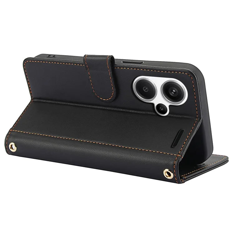 SY-003 For Xiaomi Redmi Note 13 Pro+ 5G Case PU Leather Stand View Phone Wallet Cover with Hand Strap