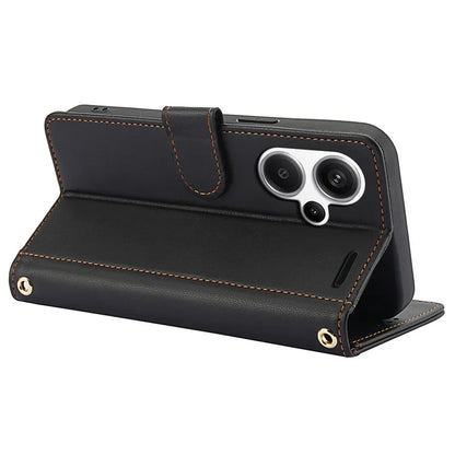 SY-003 For Xiaomi Redmi Note 13 Pro+ 5G Case PU Leather Stand View Phone Wallet Cover with Hand Strap