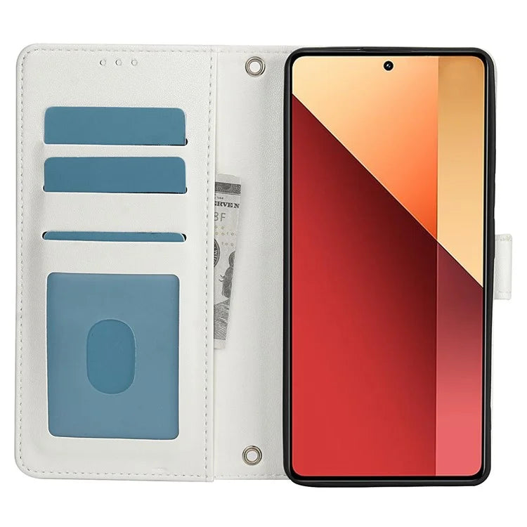 SY-003 For Xiaomi Redmi Note 13 Pro+ 5G Case PU Leather Stand View Phone Wallet Cover with Hand Strap