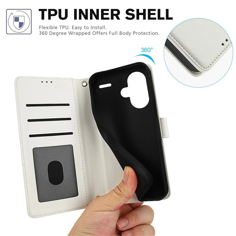 SY-003 For Xiaomi Redmi Note 13 Pro+ 5G Case PU Leather Stand View Phone Wallet Cover with Hand Strap